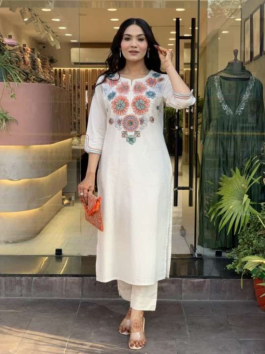 Women's Cotton Ethnic Set with Kurta, Palazzo & Dupatta(M) - Image 3