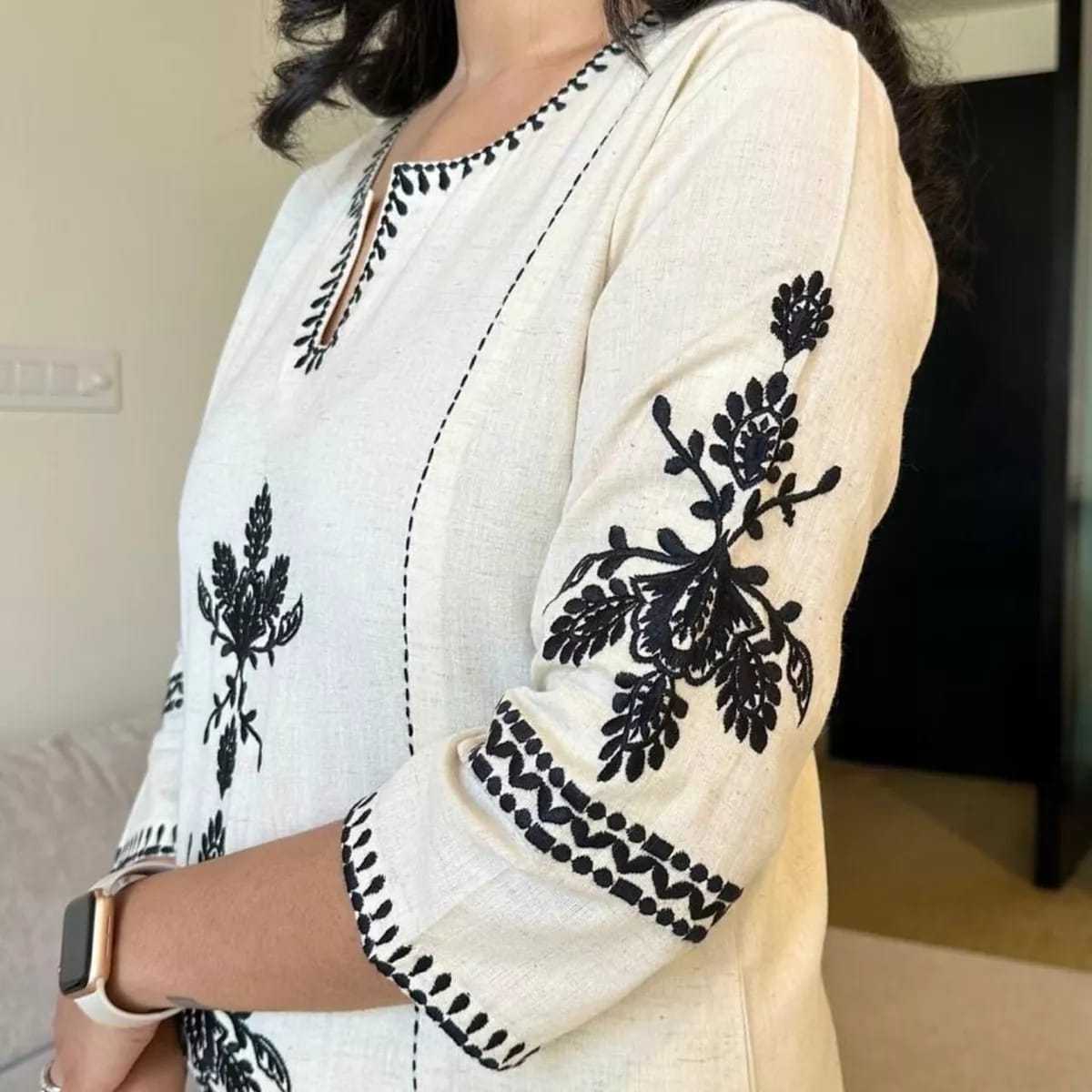 Ethnic Cotton Kurta Set for Women ? Straight Fit with Palazzo and Dupatta(L) - Image 3