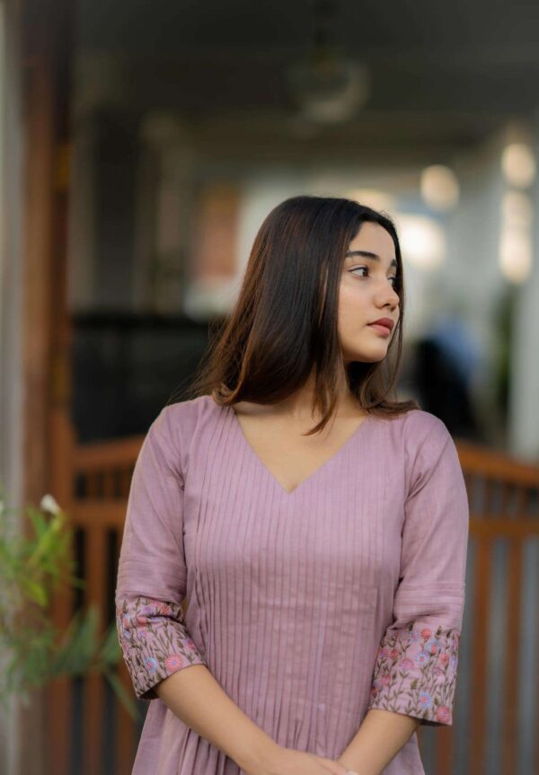 Floral Elegance ? Cotton Embroidered Dress with Printex Magic (M) - Image 5